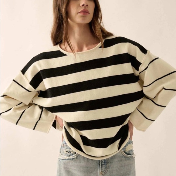 Promesa Bend the Rules Striped Rolled-Edge Sweater - Picture 2 of 5